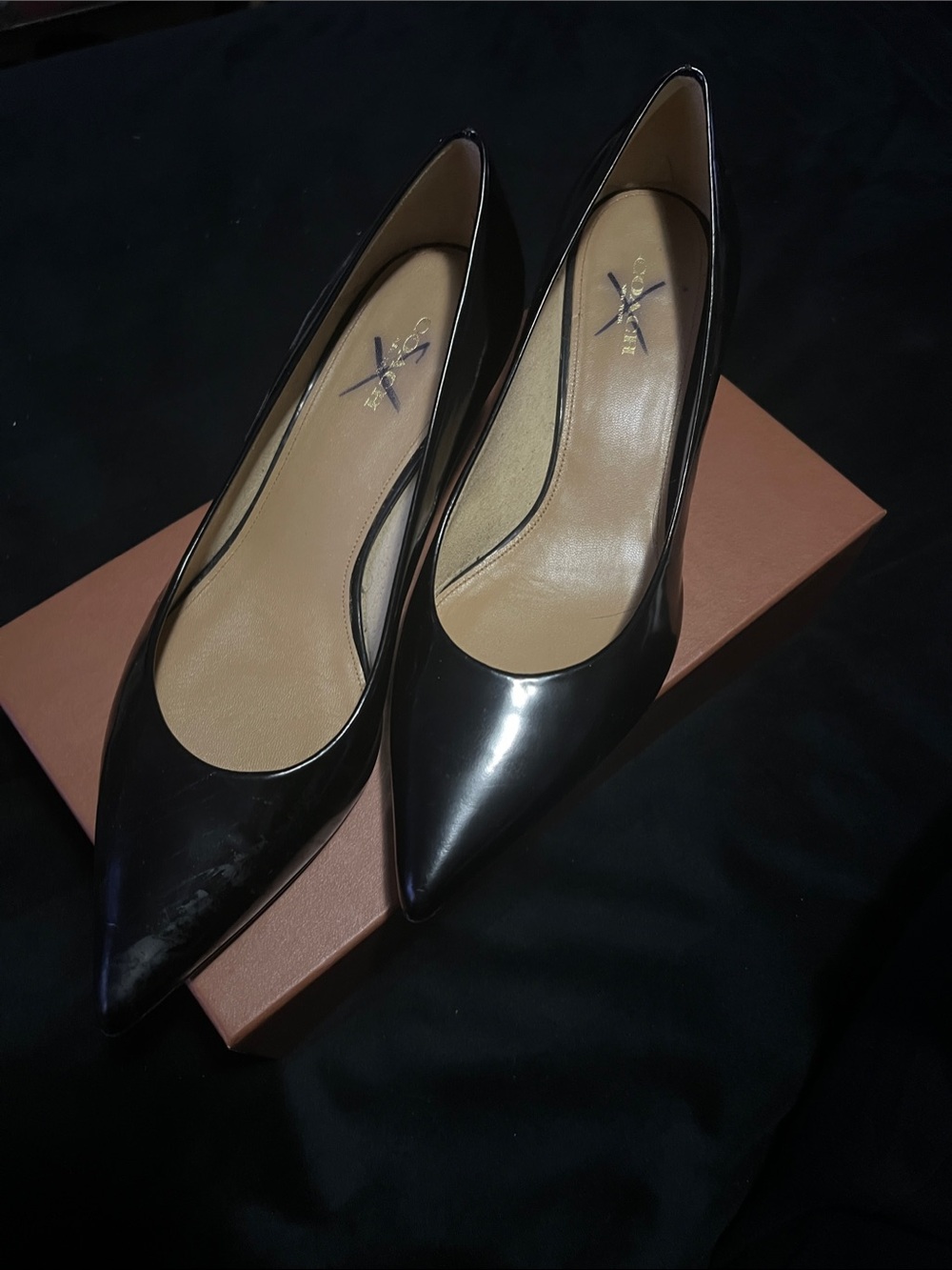 Coach Black Patent Pointed-Toe Pumps - Women's Heels